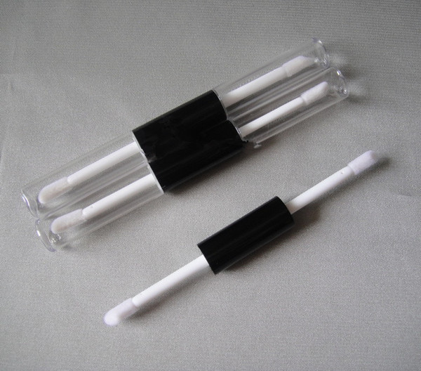 50PCS 2*4ML PP circular transparent lip gloss tube ,lcan be divided into loading two different liquid each side 4ml