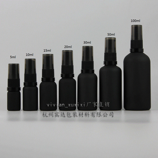 30pcs 15ml black frosted Glass travel refillable perfume bottle with black plastic sprayer, 15ml glass empty perfume container
