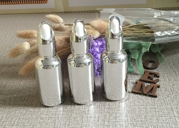 50pieces/lot 30ml glass High temperature silver plated dropper bottle, empty glass 30 ml dropper container for Essential oil