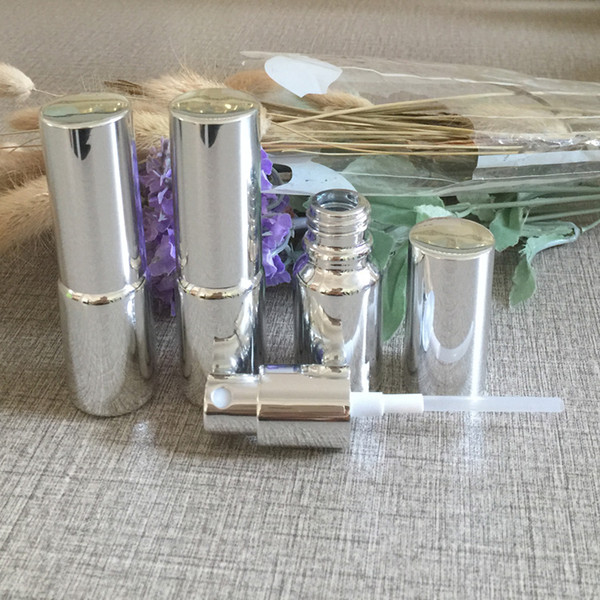 50pcs/lot 10ml shiny silver refillable empty atomiser spray perfume bottle, perfume pump glass bottle10ml, UV glass packaging