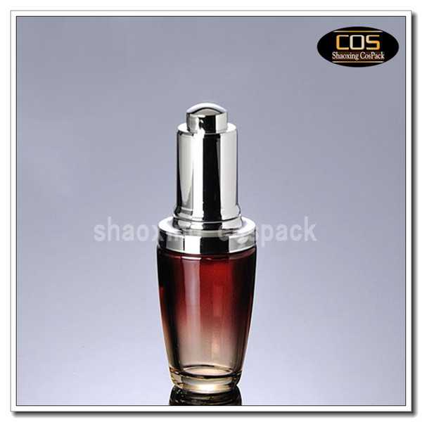 100pcs 1 ounce red decorative glass with dropper, wholesale 30ml empty dropper glass cosmetic packaging