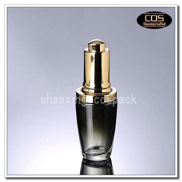100PCS 20ml empty dark black glass dropper bottle packaging with gold dropper,empty 20 face e-liquid glass bottle with dropper