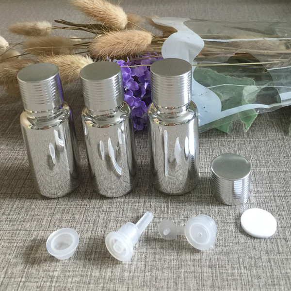 50pieces/lot 15ml High temperature silver plated dropper Essential oil bottle wholesale, glass silver dropper container