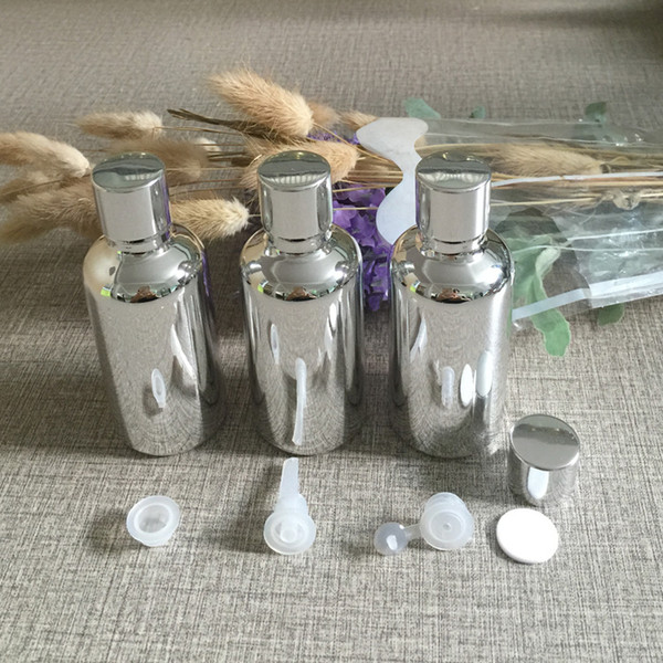 50pieces/lot 50ml High temperature silver plated Essential oil container with screw cap ,50ml essentical oil bottle wholesale