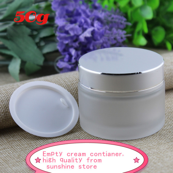 wholesale 50g frosted glass jars, 50ml frost cream jars for skin care cream bottles, 50g glass empty cosmetic containers
