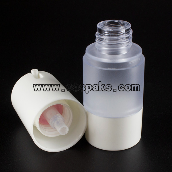 Wholesale 50pcs frost 15 ml airless bottle for cosmetic , white base 15m airless pump bottle , 15ml airless bottle for eye cream