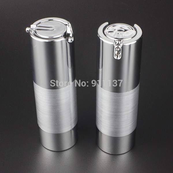 50PCS sliver 30ml airless pump packaging for cosmetic ,plastic 30 ml bottle with pump , plastic round 30ML bottle with dispenser