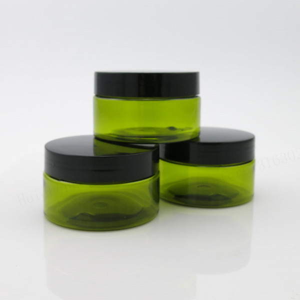 Wholesale Bulk 20 x 100g Empty Green Medium Plastic Cosmetic Jar Packaging + seal +cap