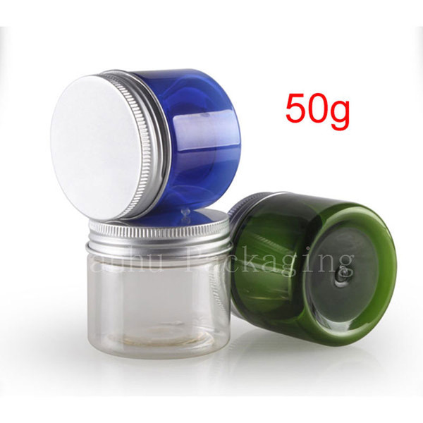 50g colored empt round cosmetic cream PET jars ,1.75 oz clear cream containers for cosmetics packaging,50g empty plastic bottles