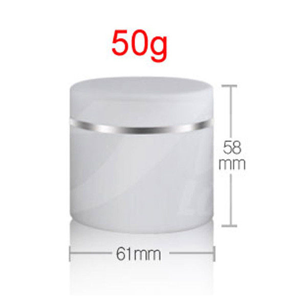 50g round empty white double wall frosted cream cosmetic container bottles,50ml cosmetic packaging DIY bottle, plastic pot