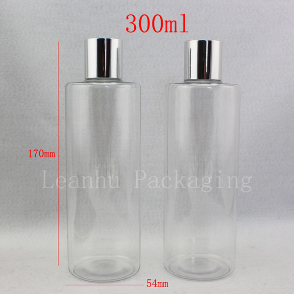 300ML X 20 Empty Transparent Shampoo Cosmetics PET Bottles With Aluminum Cap , 10 OZ Clear Plastic Bottle Container Packaging