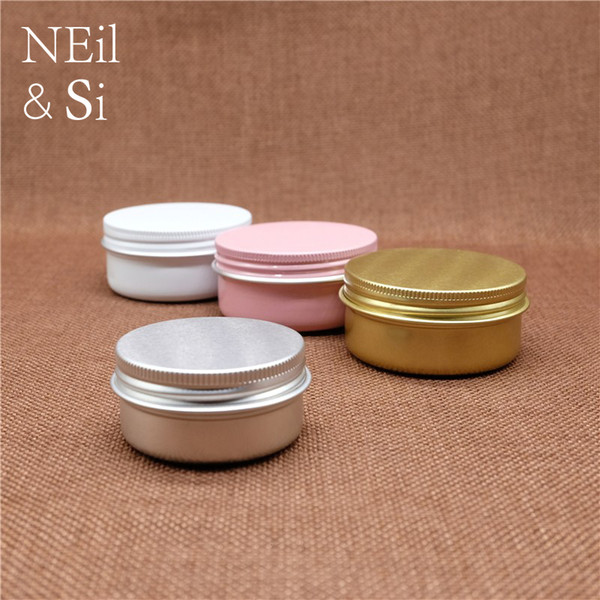 50g Aluminum Jar Refillable Cosmetic Lip Oil Empty Bottle Batom Eye Cream Wax Tin Screw Cap Container Free Shipping