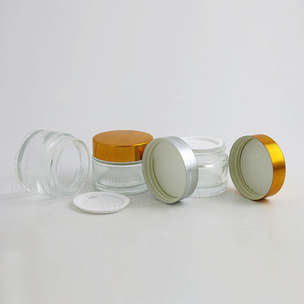 200 x50g Clear Glass Jar Pot Skin Care Cream Refillable Bottle Cosmetic Container MakeupTool With Plastic Lid