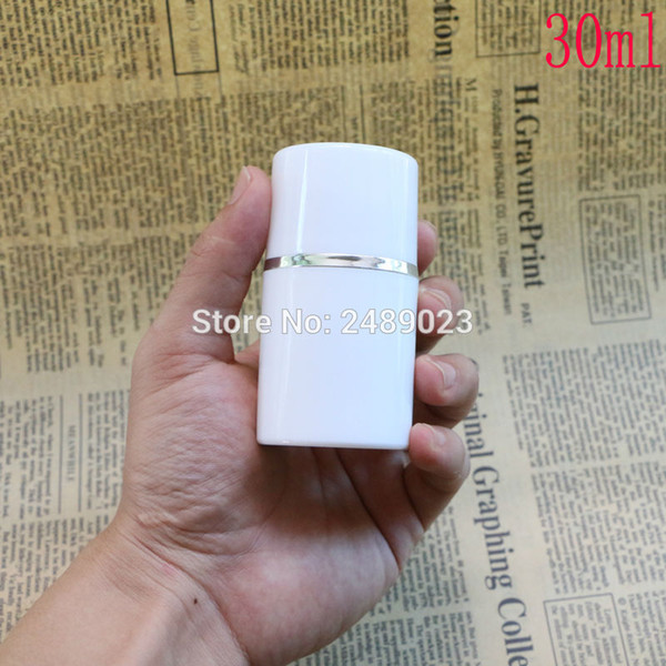 Plastic Airless Bottle With Silver Line Empty Cosmetic Containers White Cap Cosmetic Packaging 100 pcs/lot Free Shipping DHL