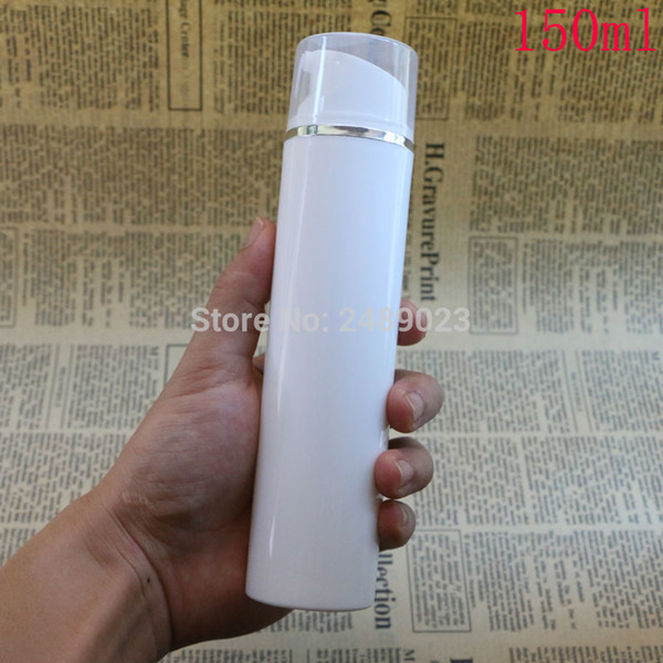 White Plastic Airless Bottle With Silver Line Empty Cosmetic Containers Transparent Cap Cosmetic Packaging 100 pcs/lot