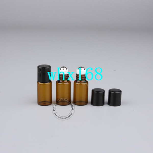 High Quality 3ml/3cc Glass Roll-on Bottle With Black Lid, Amber Mini Essential Oil Bottles, Perfume Sample Packaging 50pcs/lot