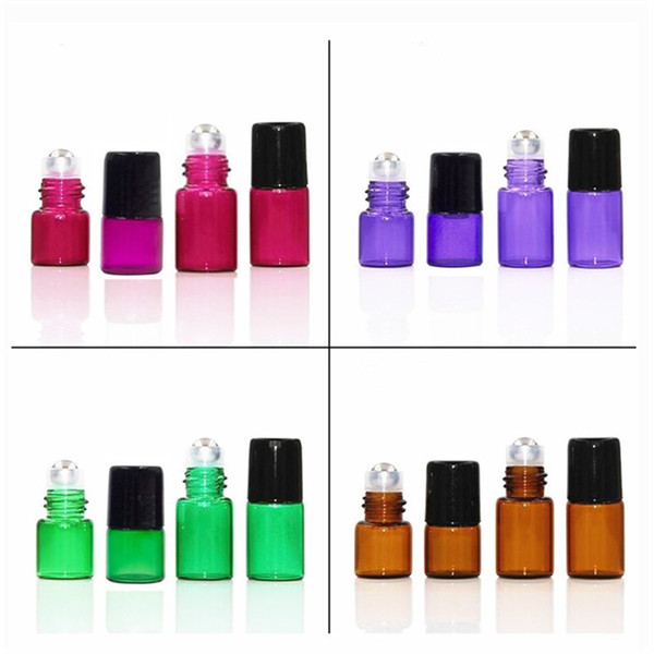 Amber Glass Essential Oil Roller Bottles with Glass Roller Balls Aromatherapy Perfumes Lip Balms Roll On Bottles 1ml 2ml 3ml