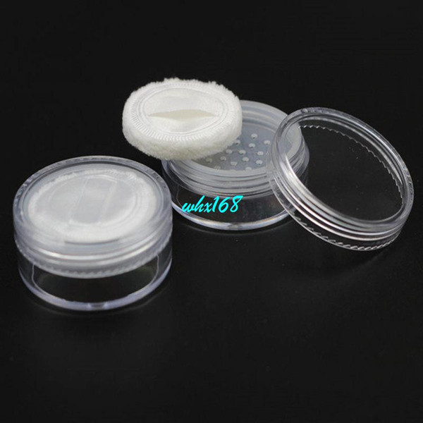 50pcs/lot 20g Round Powder Sample Jar With Lids And Sifters Pancake Makeup 20ML Powder Case With Puff Cake Container Storage Jar