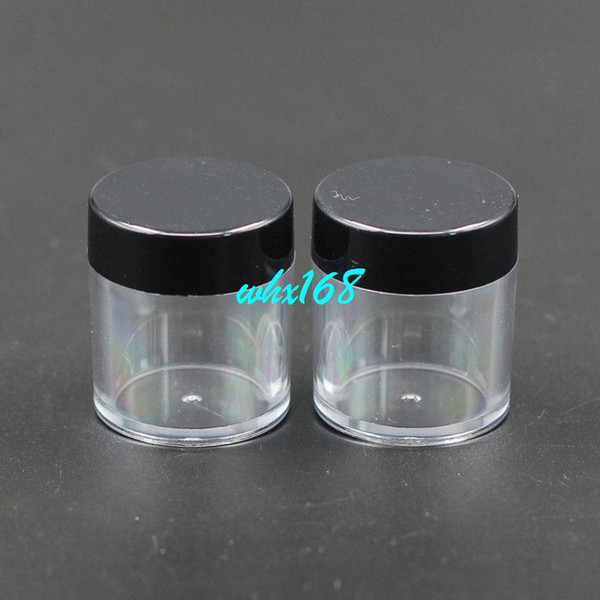 100pc/lot 10g Black Lid Cream Jar Cosmetic Container Clear Plastic Cream Bottle Makeup Sample Jar Packaging Round Base PS Bottle