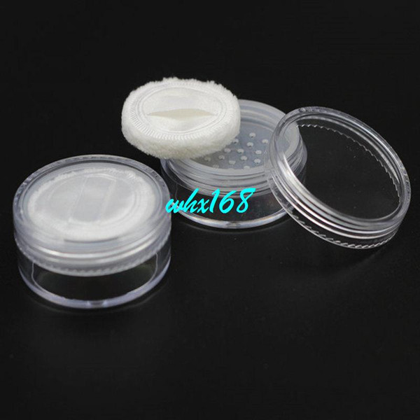 100pcs 20g Powder Jar Refillable Pot With Sifter Lid Powder Puff Cosmetic Container PS Clear Plastic Empty Cream Jars Packaging