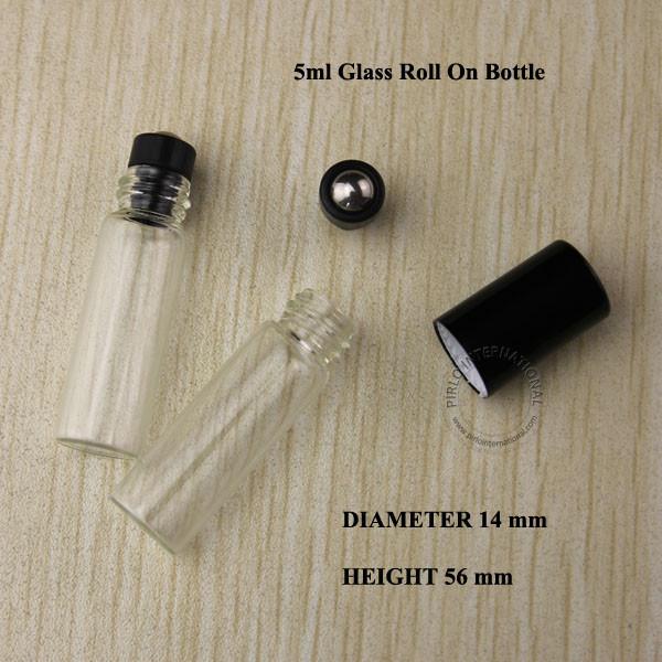 Wholesale 1000pcs 5ml D14*H56mm Roll On Perfume Bottle Vial Eye Cream Essential Oil Bottle Deodorant Bottle