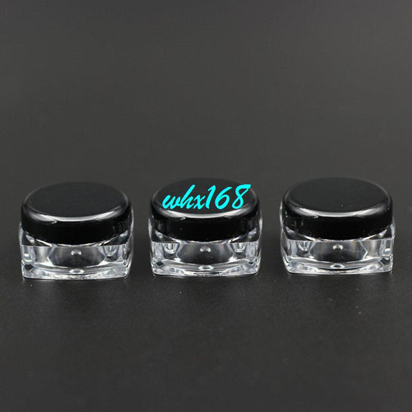 100pcs Square Base 5g Gram White Black Cream Jar Plastic Jar With Lid Cosmetic Jars Cosmetic Container Sample Jar Packaging