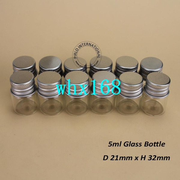12pcs/lot Promotion New Arrival 5ml Glass Sample Vial, Protable Mini Glass Bottles With Aluminium Cap Women Cosmetic Box
