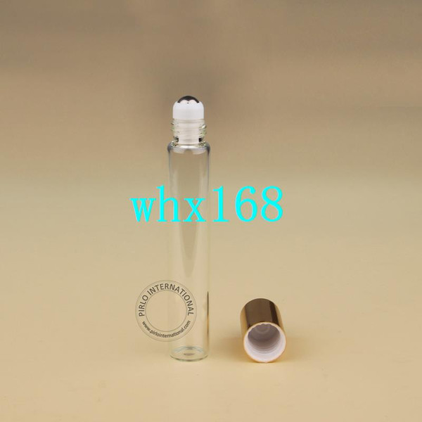 50pcs/Lot Wholesale 8ml Roll On BottleEssential Oil Refillable Perfume Container Deodorant Golden Lid Small Packaging