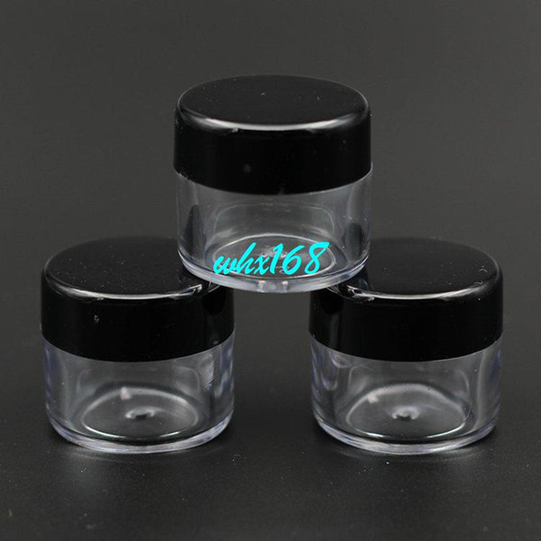 50pcs/lot High Quality Standard 15g Clear Plastic Cream Jar With Black Lid PS Cosmetic Packaging Bottle Sample Cream Jar Empty