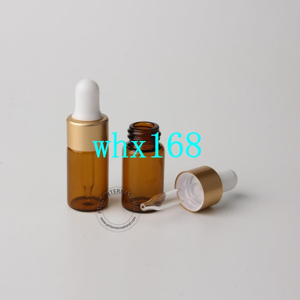 Free Shipping 50pcs/lot 3ml Amber Glass Dropper Bottle Brown Display Vial Cosmetic Mini Perfume Essential Oil Sample Jar