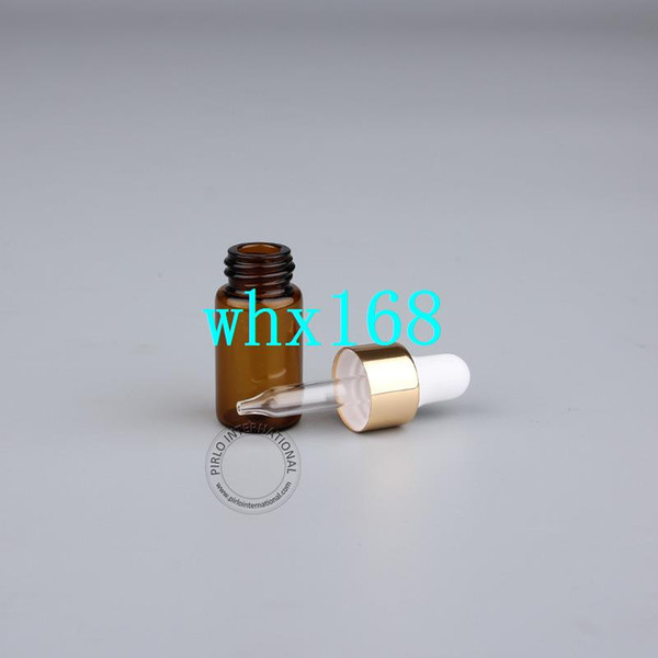 50pcs/lot 3ml Amber Glass Dropper Bottle Jars Vial With Pipette Cosmetic Mini Perfume Essential Oil Sample Vial