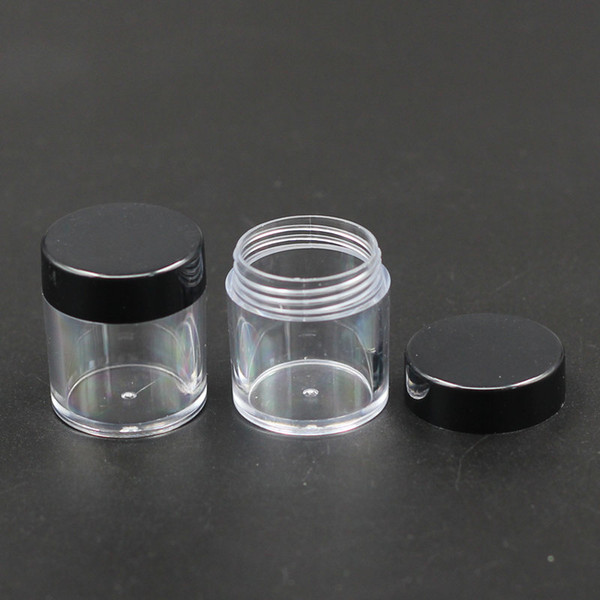 50pc/lot Black Lid Round Base Jae 10g Cream Bottle Jars 10ml Plastic Cosmetic Container Clear PS Pot Makeup Sample Jar Packaging