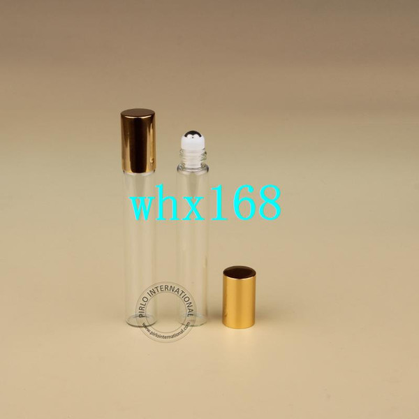 20pcs/Lot Promotion 8ml Roll On BottleEssential Oil Refillable Perfume Container Deodorant Golden Lid Small Packaging