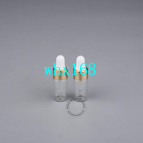 30pcs/lot Promotion 3ml Glass Dropper Bottle Wit Pipette Cosmetic Vial Mini Perfume Essential Oil Sample Case Gold Lid