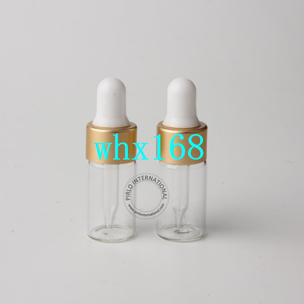 30pcs x 3ml Glass Dropper Bottle With Pipette Cosmetic Vial Clear Perfume Essential Oil Sample Vials Mate Golded