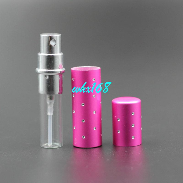 20pcs/lot 10ml Wholesale Pump Atomizing Spray Perfume Bottle Liquid Aluminium Dot Anodized Compact Glass Refillable Scent Bottle