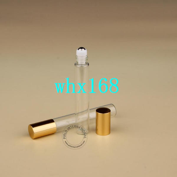 100pcs/Lot Wholesale 8ml Roll On BottleEssential Oil Refillable Perfume Container Deodorant Golden Lid Small Packaging