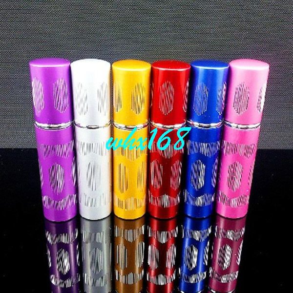 50pcs/lot Pump 10ml Engraved Designs Refillable Anodized Aluminum Glass Perfume Bottle Carved Design Spray Scent Empty Bottle