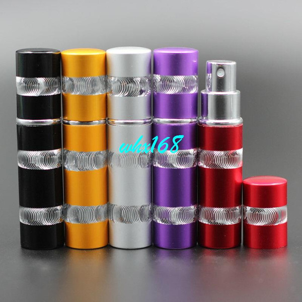 50pc/Lot Hot Selling Pump 10ml Engraved Design Refillable Anodized Glass Aluminum Perfume Bottle Empty Travel Scent Spary Bottle