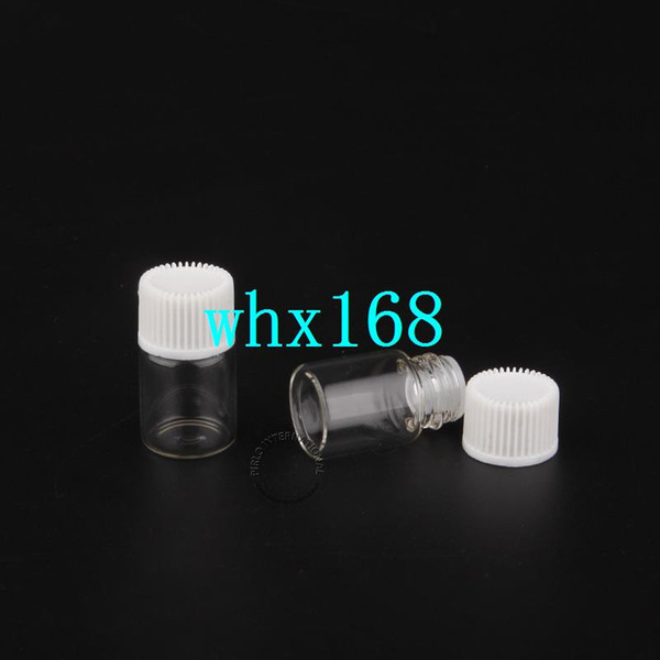 50 x Free Shipping-2ml Excellent Mini Clear Glass Sample Bottle With White Screw On Lid 2cc Small Dropper Vial For Essential Oil