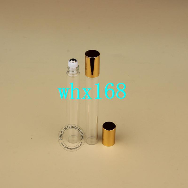 50pcs/Lot Promotion10ml Glass Perfume Bottle Empty Essential Oil Golden Cap Women Cosmetic Container Refillable Packaging