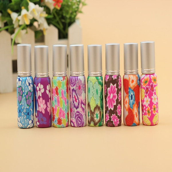 50pcs/Lot Hot Sales Pump 10ml Clay Glass Perfume Bottle Travel Polymer Clay Fimo Empty Spray Scent Bottle Pump Case Random Color