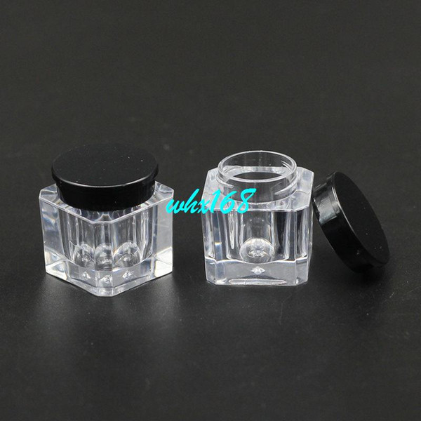 High Quality 50pcs/lot 4g Square Shape Clear Cream Jar With Black Lid Cosmetic Container Plastic Bottle Makeup Sample Jar PS Pot