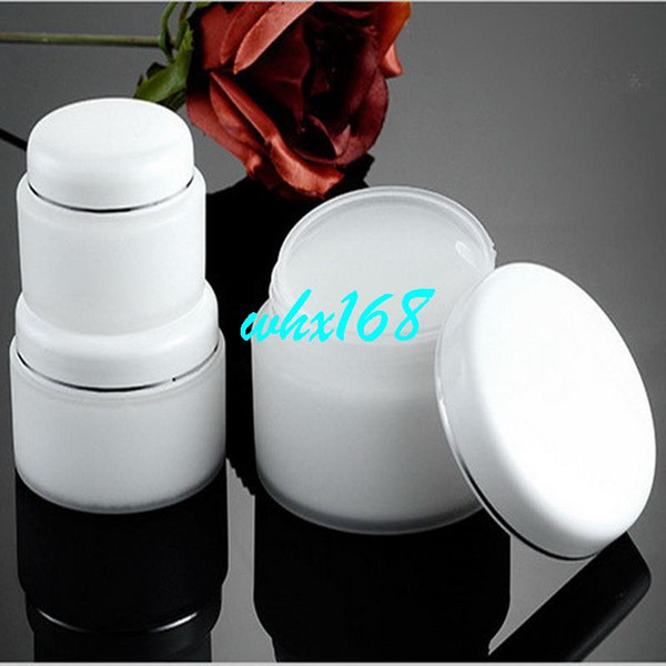 30pc/lot 15g 30g 50g Double Layer PP Cream Jar Bottle With White Lid Empty White Color Plastic PP Cosmetic Jar With Threaded Cap