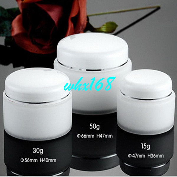 20pcs/lot 15g 30g 50g High Quality Double Layers PP Cream Jar Box With White Lid White Color Plastic PP Bottle With Threaded Cap