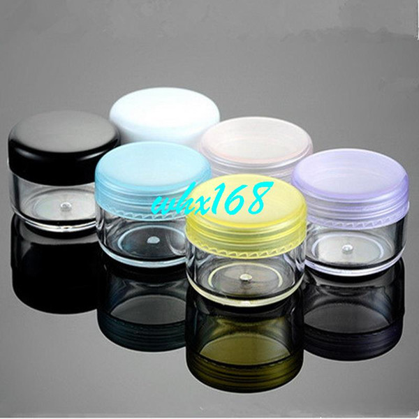 10Pcs 5g Gram PP Cosmetic Empty Jar Pot Eyeshadow Makeup Face Cream Container Bottle With Multicolor Lid Plastic Sample Jars