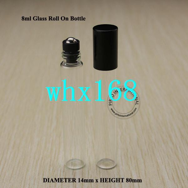 Wholesale High Quality 8ml Glass Roll-on Bottle For Perfume, Essentical Oil Refillable Cosmetic Container 100pcs Free Shipping