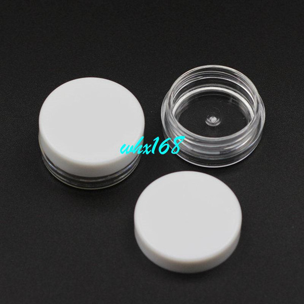 100pc 2g Round Plastic Cosmetic Container Clear PS Cream jar With White Lid Screw Cap Sample Jar 2ml Plastic Jar Packaging Empty