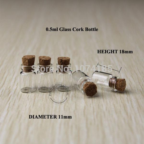 100pcs 0.5ml Glass Vials With Wood Cork Mini Bottle Vial small wishing perfume display bottle Vintage Glassware Clear