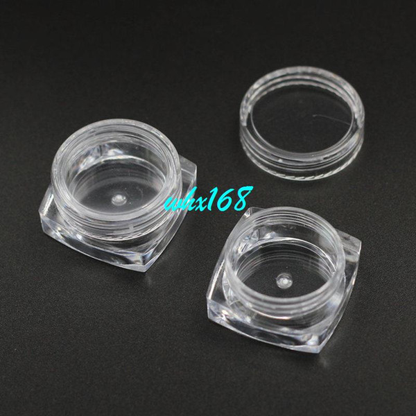 100pcs/lot Square Base 3g Gram Transparent Cream Jar With Lid,3ml Clear Plastic Jar Empty Cosmetic Containers Packaging Storage